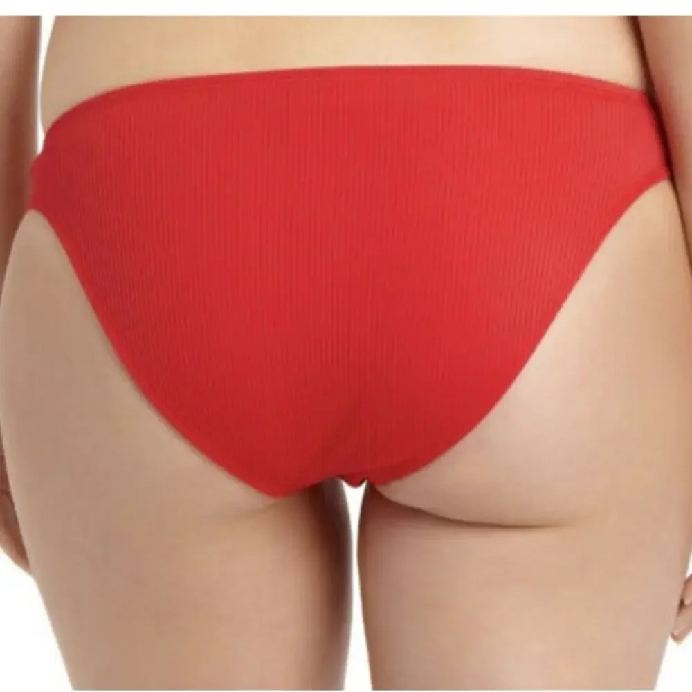 California Waves RED Ribbed Bikini Swim Bottom
